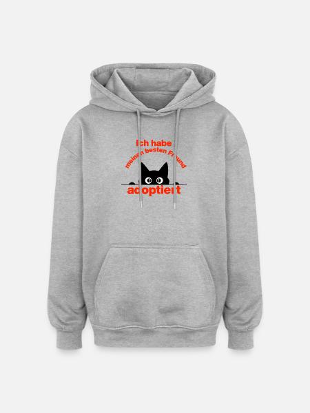 I ADOPTED MY BEST FRIEND! - Oversized Unisex Hoodie - heather grey