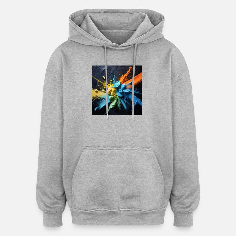 Explosion de poussière arc-en-ciel - Sweat à capuche oversize unisexe - gris chiné