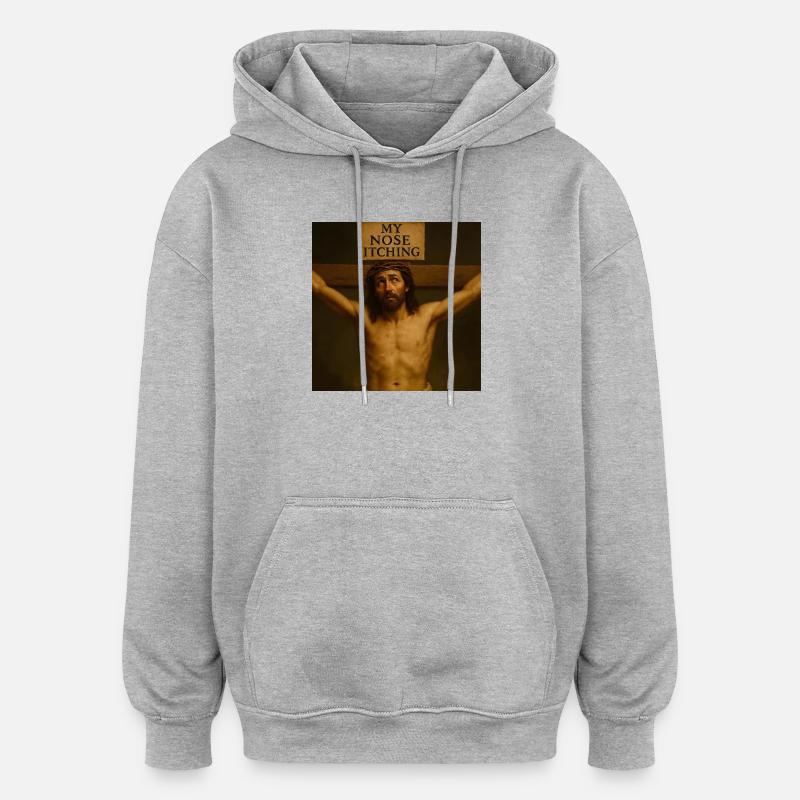 Démangeaisons dans le bas du dos - Sweat à capuche oversize unisexe - gris chiné