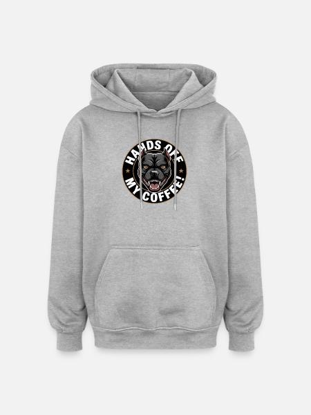 Away from my coffee angry dog - Oversized Unisex Hoodie - heather grey