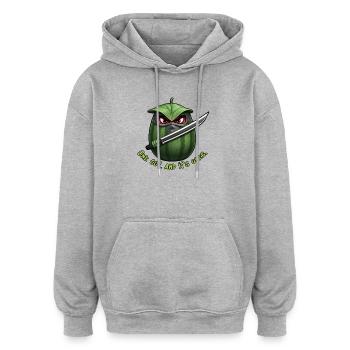 Wassermelone Ninja: Ein Schnitt Ende - Oversized Unisex Hoodie - Grau meliert - Vorne - Noah (186cm)
