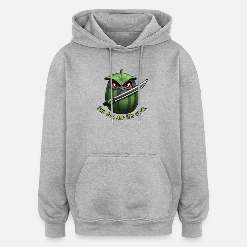 Wassermelone Ninja: Ein Schnitt Ende - Oversized Unisex Hoodie - Grau meliert