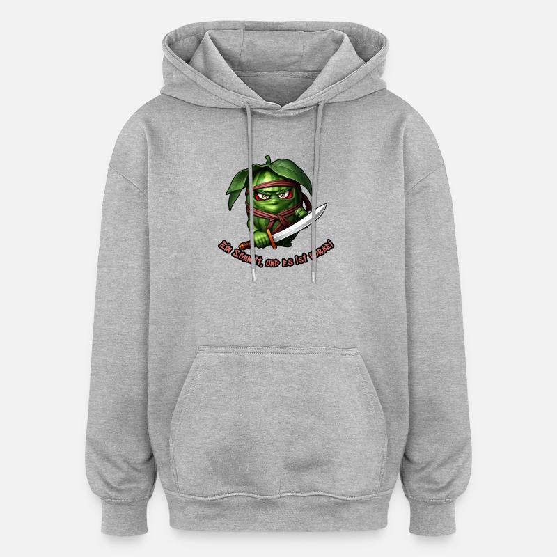 Wassermelonen-Ninja mit Schwert - Oversized Unisex Hoodie - Grau meliert