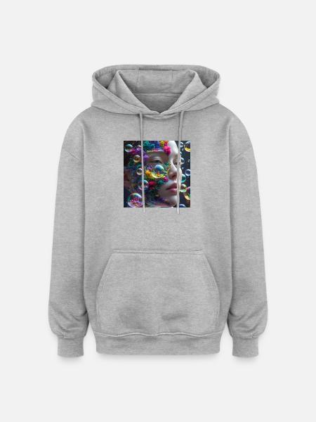 Traumhaftes Korallenporträt - Oversized Unisex Hoodie - Grau meliert