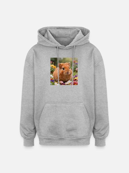 Flowery hamster dream - Oversized Unisex Hoodie - heather grey