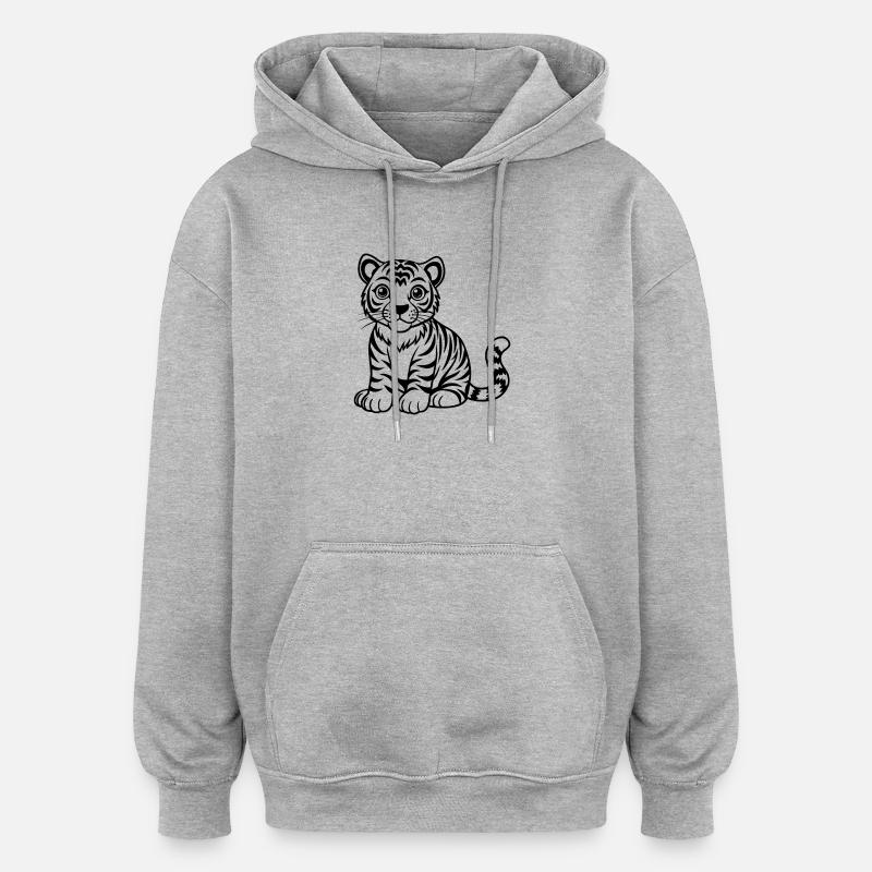 Bébé tigre mignon - Sweat à capuche oversize unisexe - gris chiné