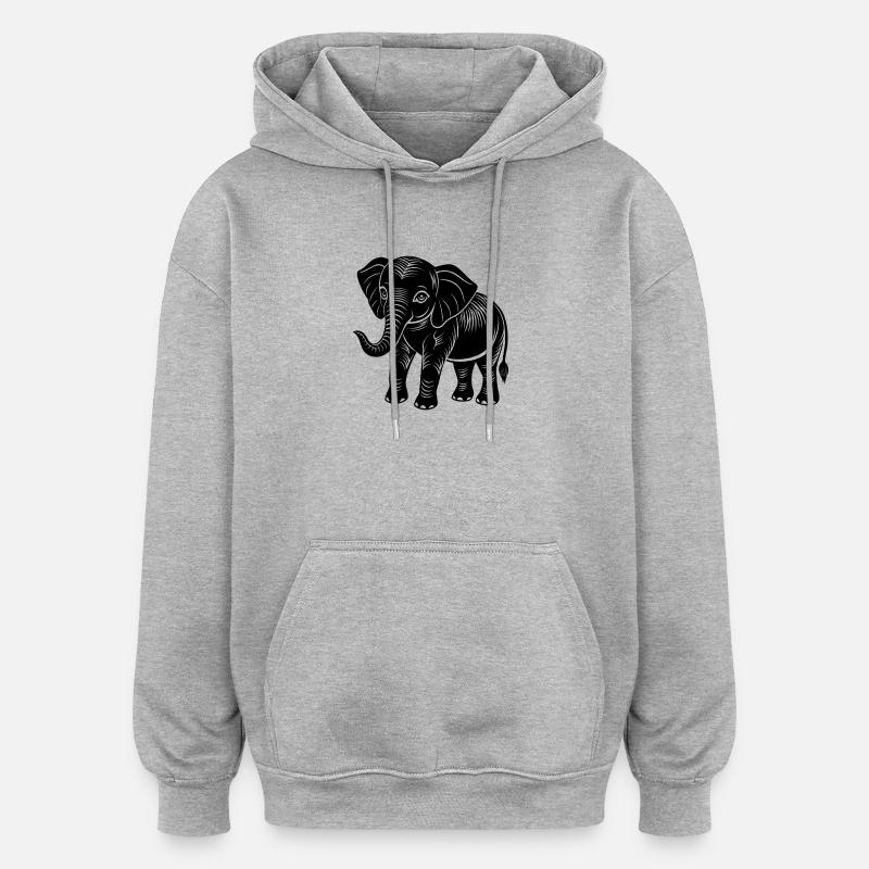 Bébé éléphant - Sweat à capuche oversize unisexe - gris chiné