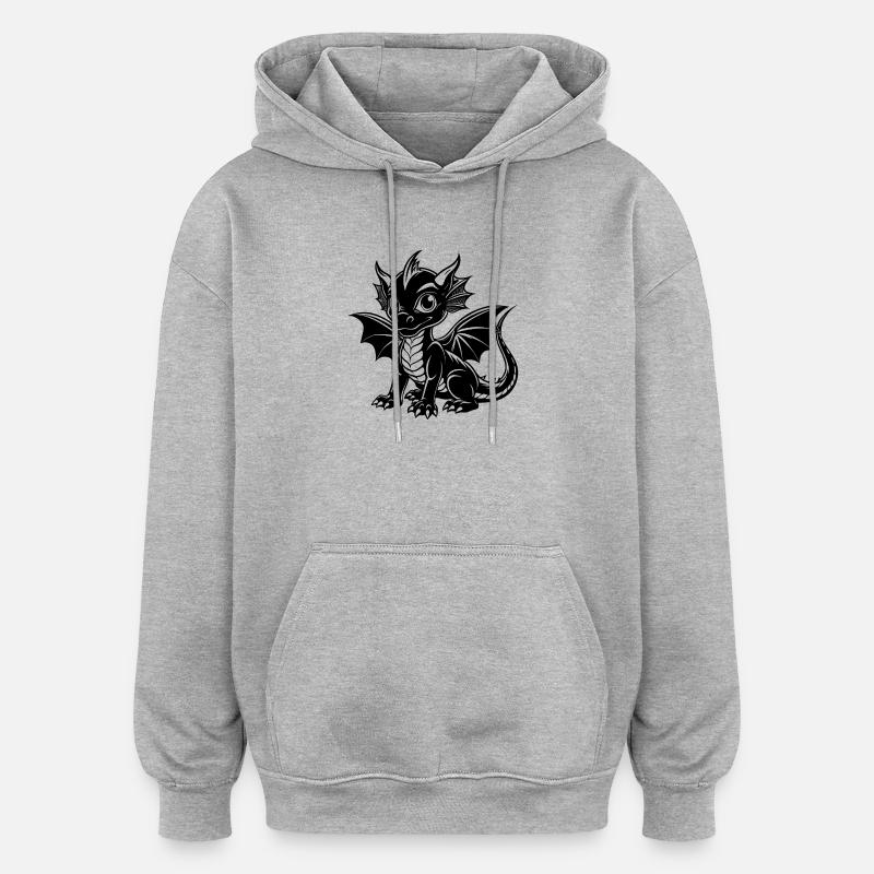 Bébé dragon - Sweat à capuche oversize unisexe - gris chiné