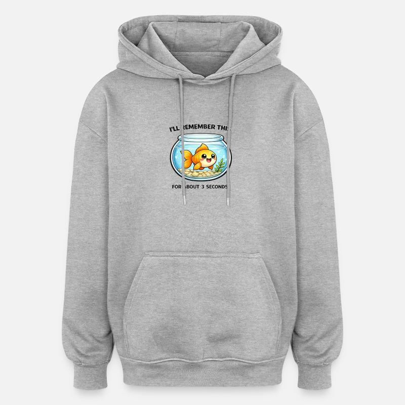 Poisson rouge rieur disant aquarium - Sweat à capuche oversize unisexe - gris chiné