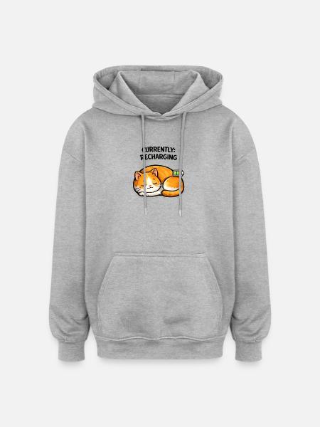 Cat Power Charged Sleep - Oversized Unisex Hoodie - heather grey