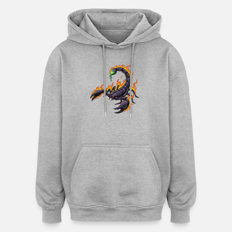 Scorpion with fire - Oversized Unisex Hoodie - heather grey