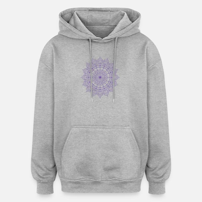 mandala - Sweat à capuche oversize unisexe - gris chiné