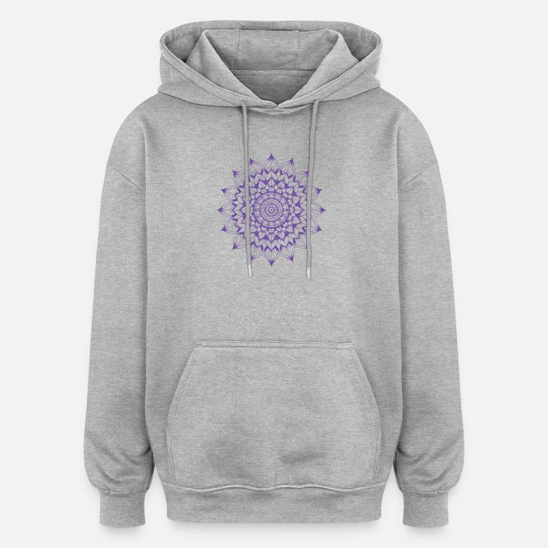 Mandala - Sweat à capuche oversize unisexe - gris chiné