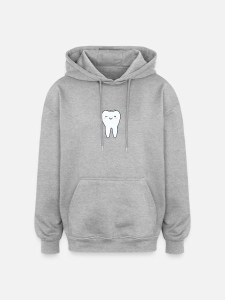 Fröhlicher Zahn Cartoon - Oversized Unisex Hoodie - Grau meliert