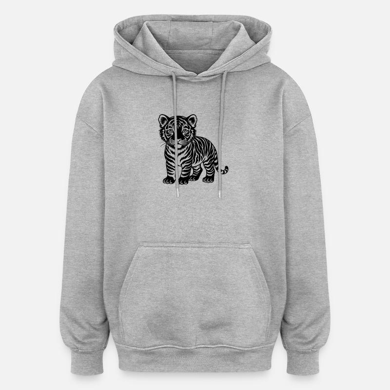 Bébé tigre - Sweat à capuche oversize unisexe - gris chiné
