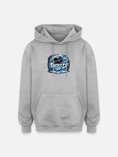 Pucked Up Graffiti Hockey - Oversized Unisex Hoodie - heather grey