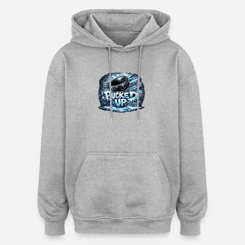 Hockey graffiti avec des rondelles - Sweat à capuche oversize unisexe - gris chiné