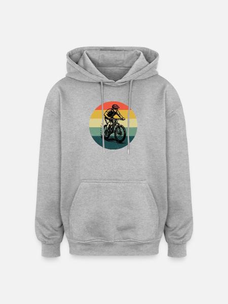 Minimalist mountain bike motif - Oversized Unisex Hoodie - heather grey