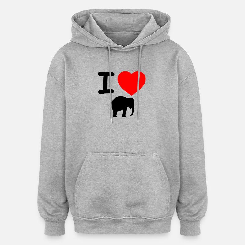 Éléphant - Sweat à capuche oversize unisexe - gris chiné