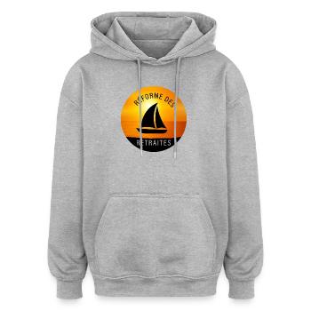 Reforme_des_retraites - Sweat à capuche oversize unisexe - gris chiné - Devant - Noah (186cm)