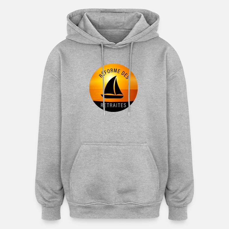 Reforme_des_retraites - Sweat à capuche oversize unisexe - gris chiné