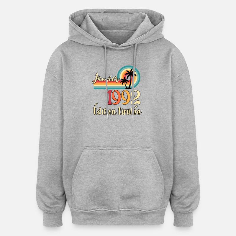 Janvier 1992 – Édition limitée rétro - Sweat à capuche oversize unisexe - gris chiné