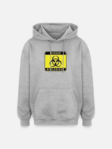Biologisches Gefahrzeichen, Infektionsrisiko, Material - Oversized Unisex Hoodie - Grau meliert