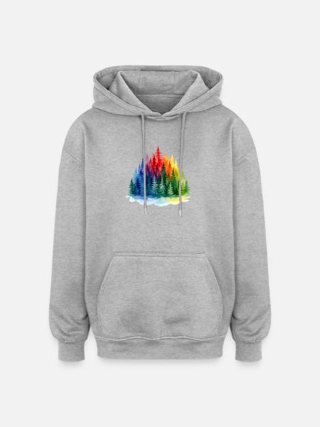 Regenbogenwald Silhouette Rainbow forest - Oversized Unisex Hoodie - Grau meliert