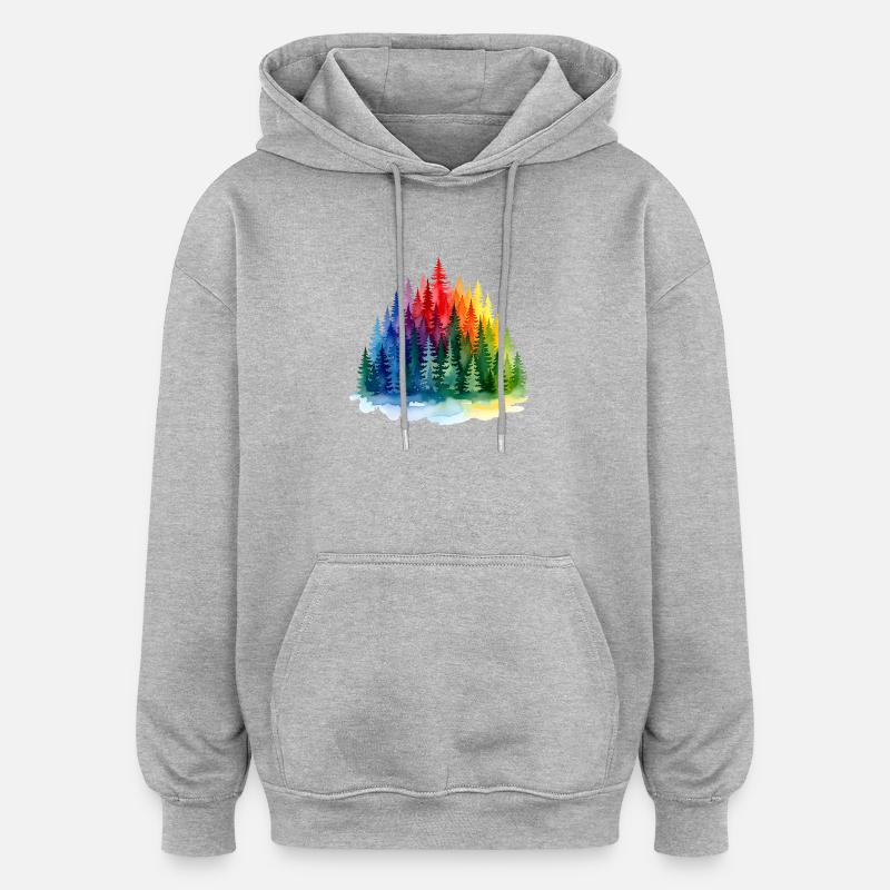 Regenbogenwald Silhouette Rainbow forest - Oversized Unisex Hoodie - Grau meliert