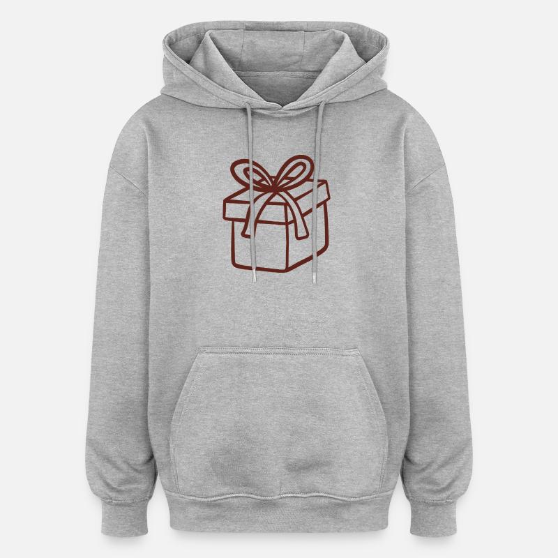 Rustic Hand-Drawn Gift Box - Oversized Unisex Hoodie - heather grey