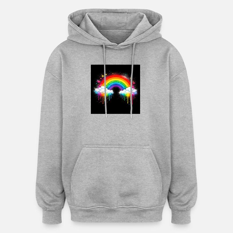 Rainbow Cloud Graffiti Drop - Oversized Unisex Hoodie - heather grey