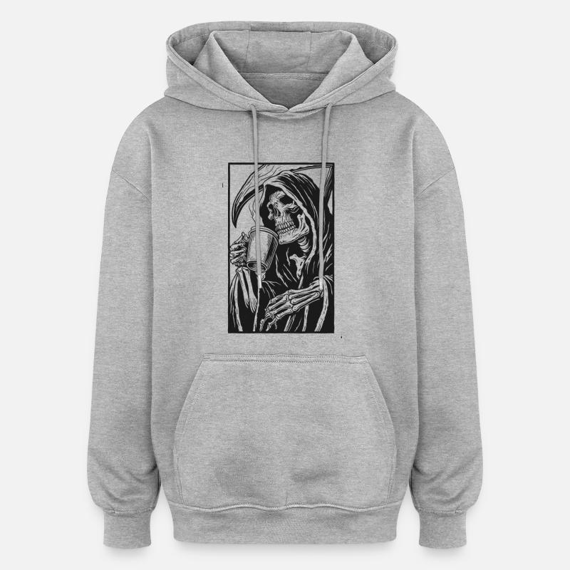 Coff & Mort - Sweat à capuche oversize unisexe - gris chiné