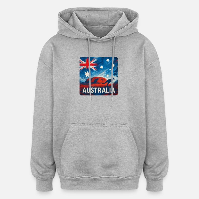 Conception de voyages en Australie - Sweat à capuche oversize unisexe - gris chiné