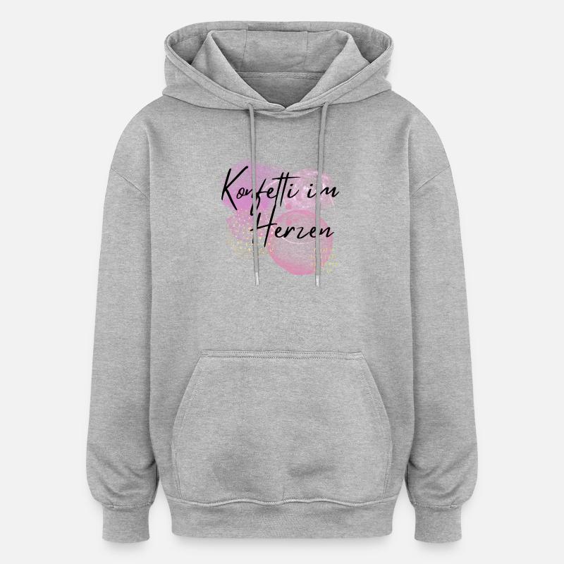 Confettis dans le cœur - Sweat à capuche oversize unisexe - gris chiné