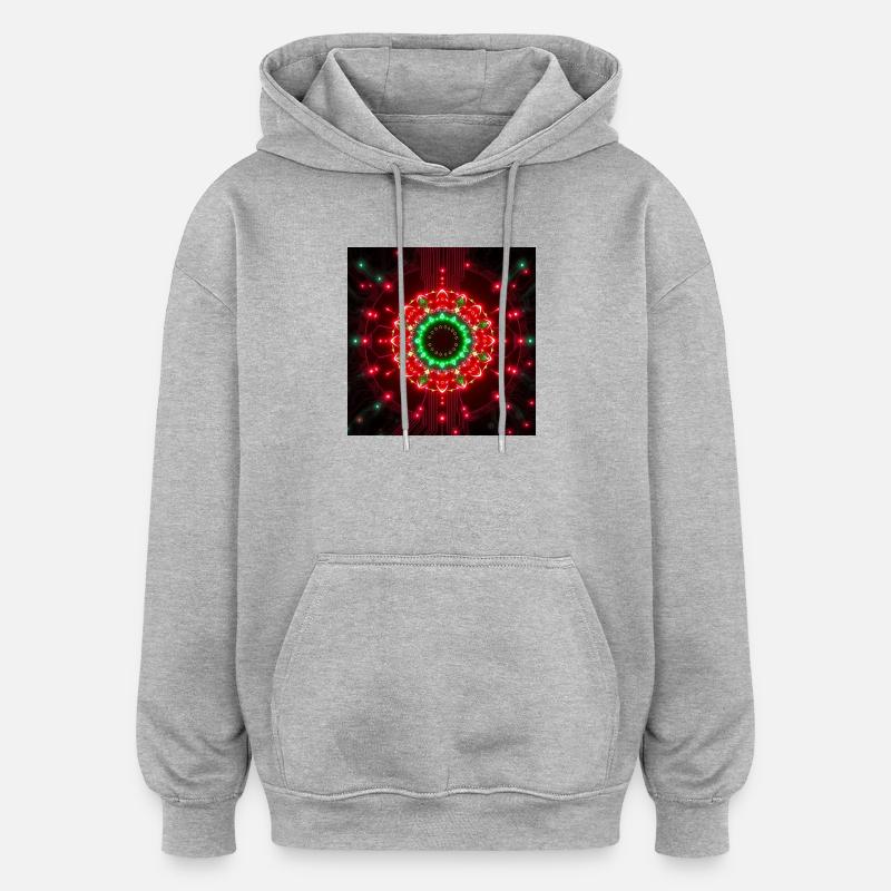 Centre Technologique Neon Mandala - Sweat à capuche oversize unisexe - gris chiné