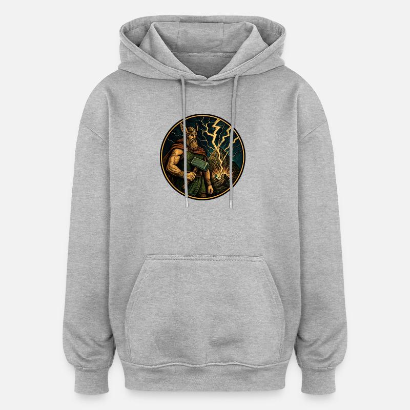 Thor avec un marteau - Sweat à capuche oversize unisexe - gris chiné