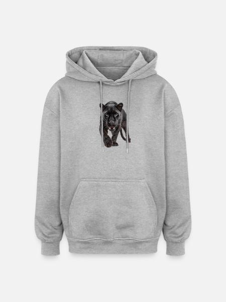 Schwarzer Panther – Kraft, Fokus, Dominanz - Oversized Unisex Hoodie - heather grey