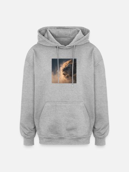 Lion from the Clouds – Royal Strength - Oversized Unisex Hoodie - heather grey