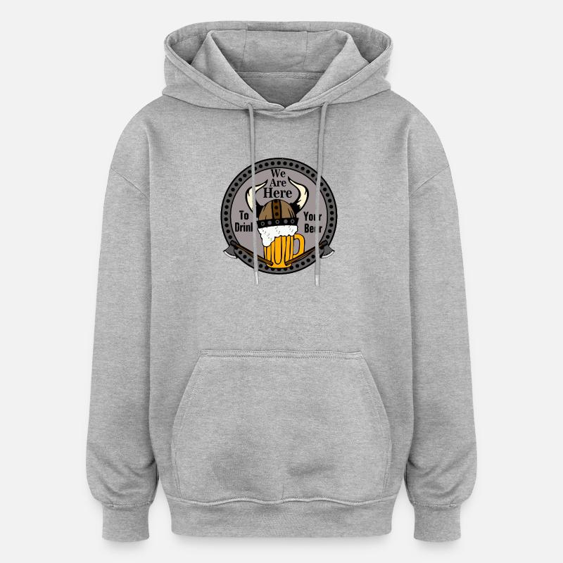 Vikings Buveurs de bière Vikings - Sweat à capuche oversize unisexe - gris chiné