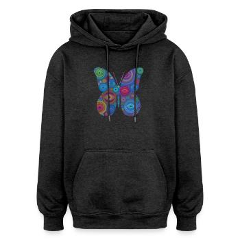 Papillon Œil Abstrait - Sweat à capuche oversize unisexe - charbon - Devant - Noah (186cm)