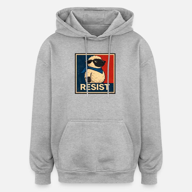 Widerstandslamm Poster - Oversized Unisex Hoodie - Grau meliert