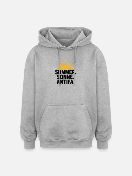 Sommer Sonne Antifa - Antifascist Tee - Oversized Unisex Hoodie - heather grey