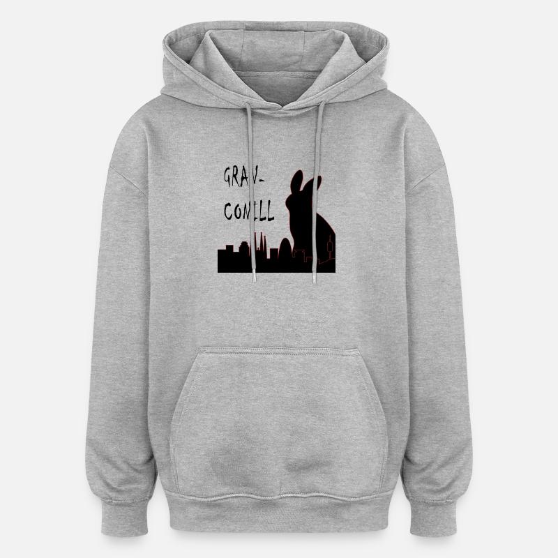 Granconill à Barcelone - Sweat à capuche oversize unisexe - gris chiné