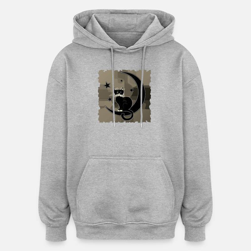 chat - Sweat à capuche oversize unisexe - gris chiné