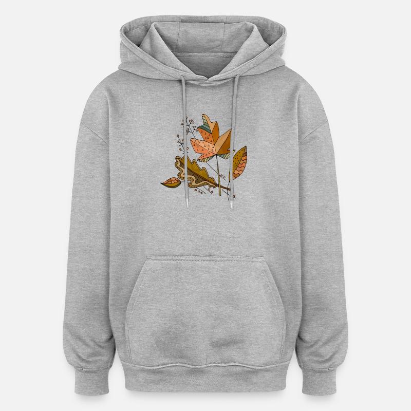 feuilles - Sweat à capuche oversize unisexe - gris chiné