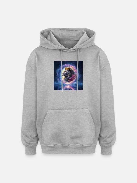Floraler Sternlöwe mit Krone - Oversized Unisex Hoodie - Grau meliert