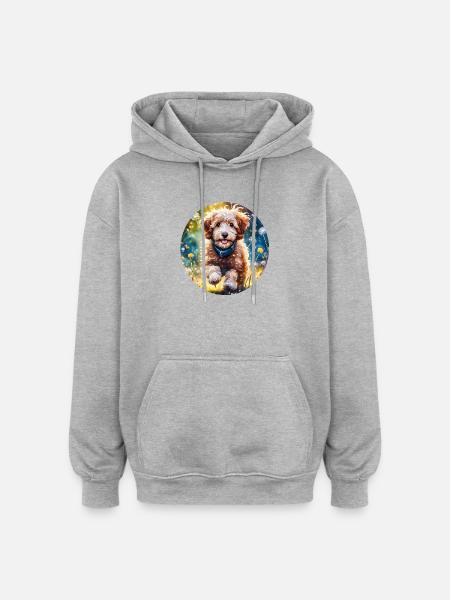 Aussiedoodle in the sunshine - Oversized Unisex Hoodie - heather grey