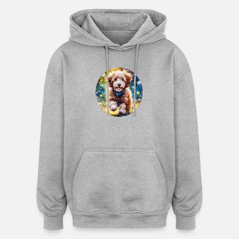 Aussiedoodle au soleil - Sweat à capuche oversize unisexe - gris chiné