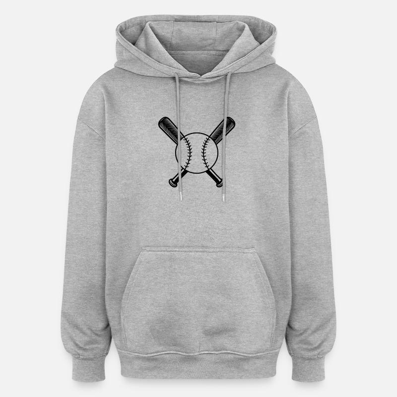 Balle de baseball et battes - Sweat à capuche oversize unisexe - gris chiné