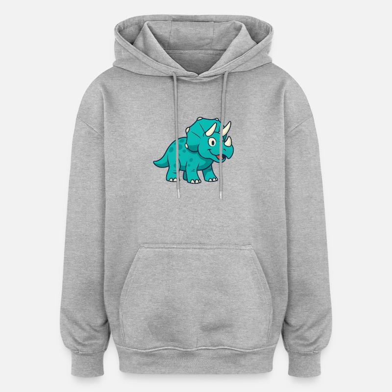 Le joyeux Dino Triceratops - Sweat à capuche oversize unisexe - gris chiné